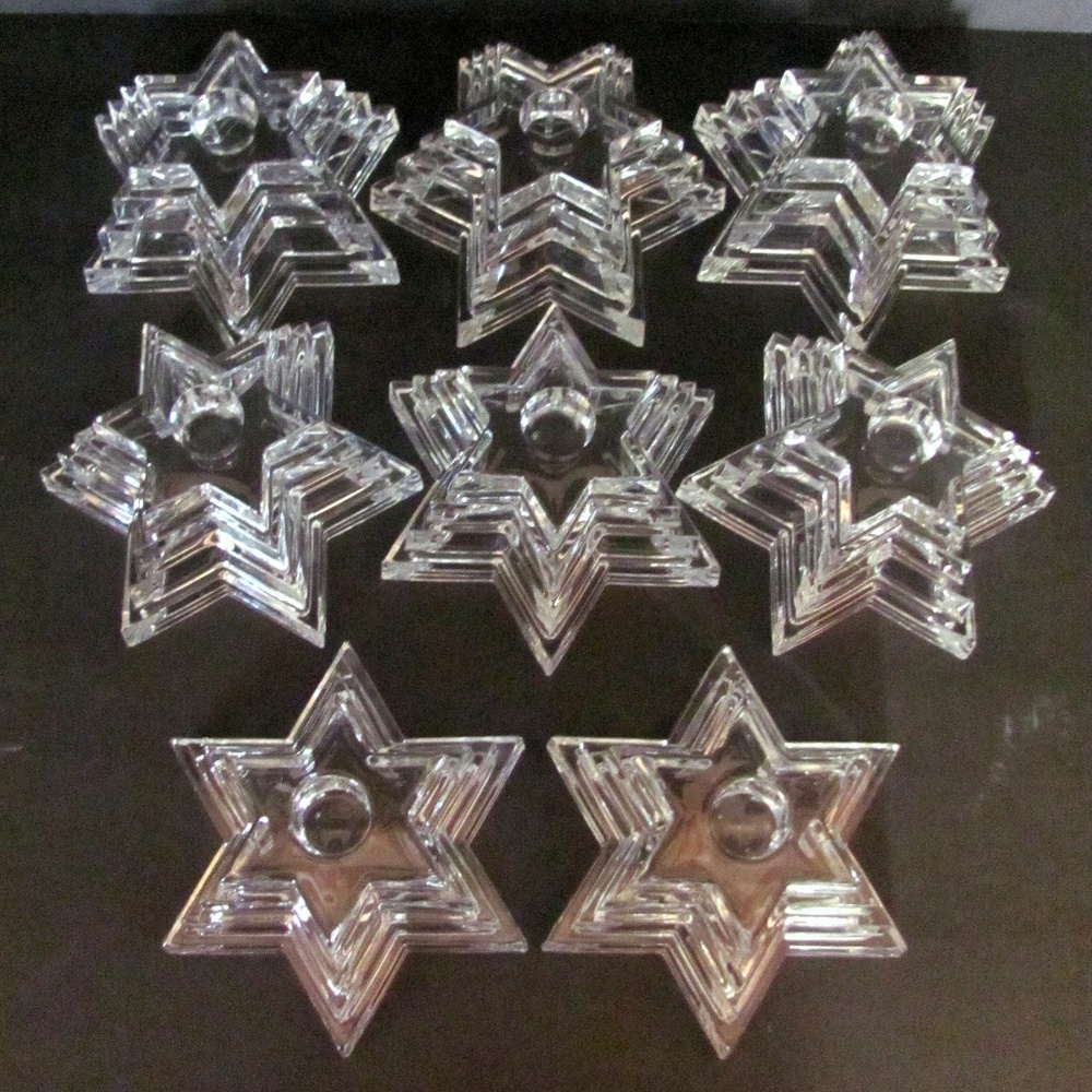 SOLD 1/2023 Crystal German Star Candlesticks (8)